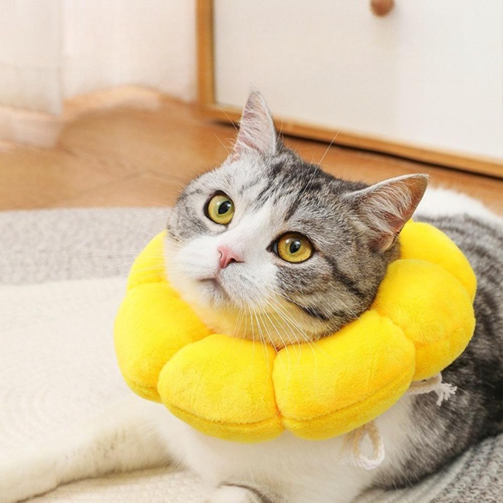 Sunflower Pet Elizabeth Collar, Cute Sunflower Shape Adjustable Recovery Cone, For Cats Dogs Anti-Licking & Biting Protection