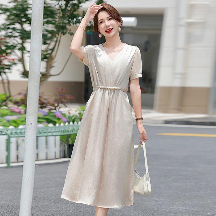 Elegant Summer Short Sleeve Dress for Middle-Aged and Elderly Women - New 2026 Chinese Style