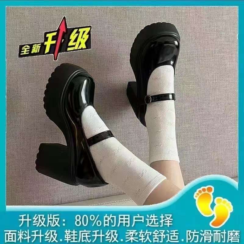 Sweet and Cool Thick-heeled High-heeled Small Leather Shoes 2025 Spring and Autumn New Thick-soled Heightening French Retro Mary Jane Wedge-heeled