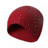 Rhinestone Decor Warm Winter Hat Stretchy Fit Winter Knitted Cap  Outdoor Streetwear