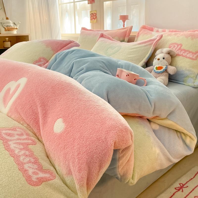 White Plant Flower Milk Velvet Duvet Cover Green Reversible Soft Skin-friendly Comforter Cover Adult Kid Bedroom Winter Bedding