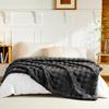 Haguko Fluffy Double Blanket, Fluffy, Stylish, Warm, Cute, Fluffy, Washable (180x200cm, Nebraska Gray)