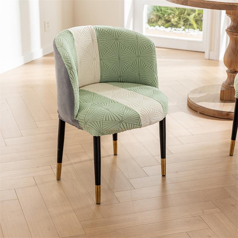 1Pc Tri Color Splicing Jacquard Curved Chair Cover Elastic Armchair Seat Covers Big Round Chair Slipcovers Negotiation Room