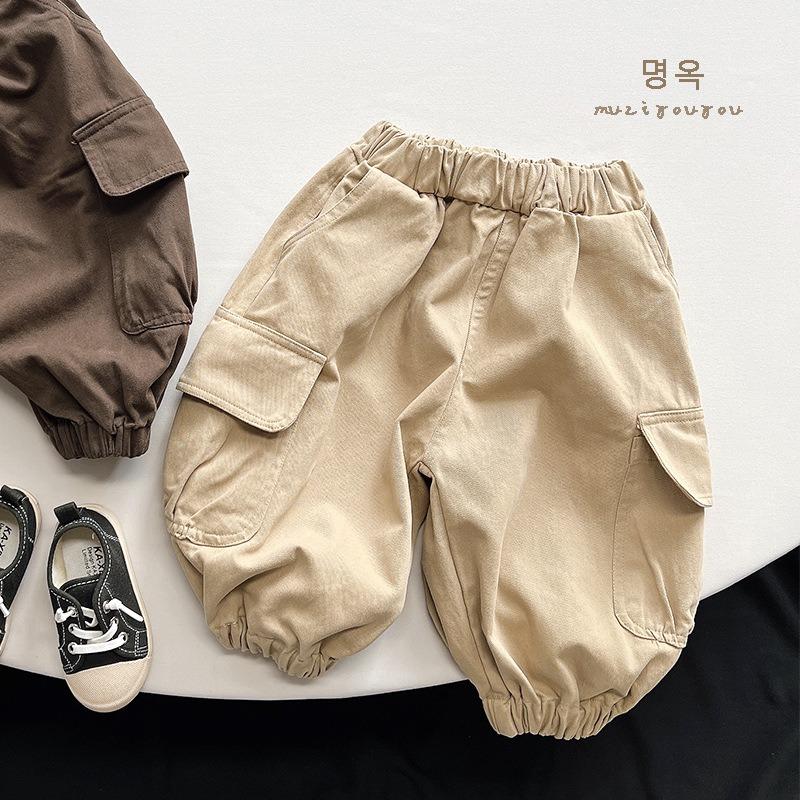 Vintage Korean Style Kids Cargo Pants Casual Unisex Boys Girls Baby Fashion Trousers