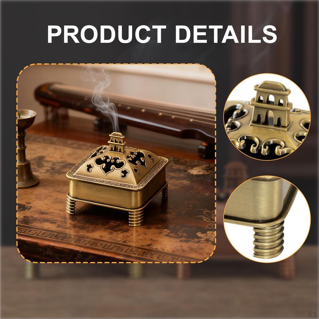 Burner Holder Chinese Ornament Censer Hollow Design for Office Living Room Bookshelf Bedroom