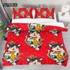 Japanese Lucky Cat Duvet Cover Set Kawaii Cats Bedding Set for Kids Boys Girls Exotic Style Black White Kitten Comforter Cover