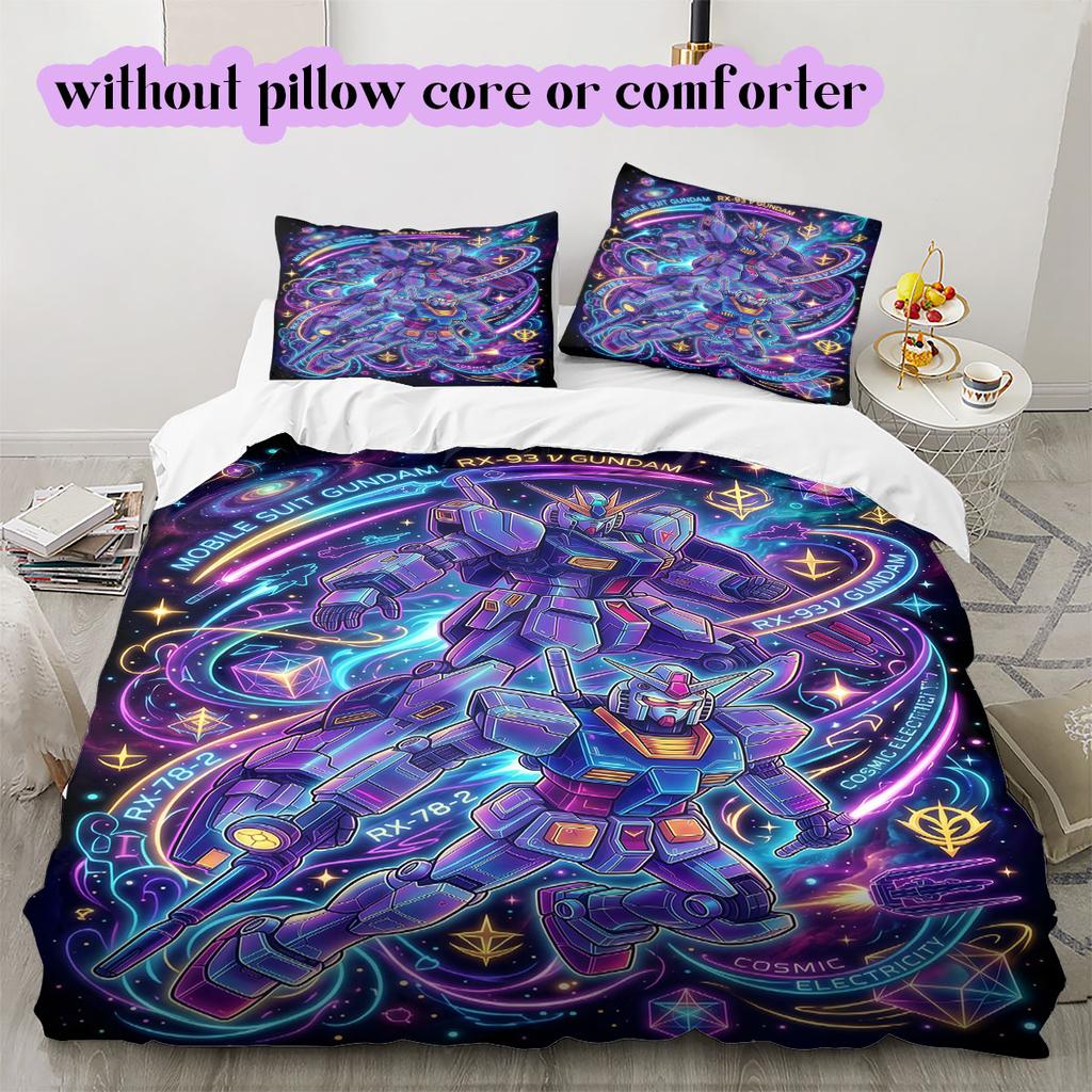 Gundam Anime Style Printed Duvet Cover Set 3PCS Cartoon Bedding Quilt Cover Pillowcases Bedroom Decoration Gift_LIAN