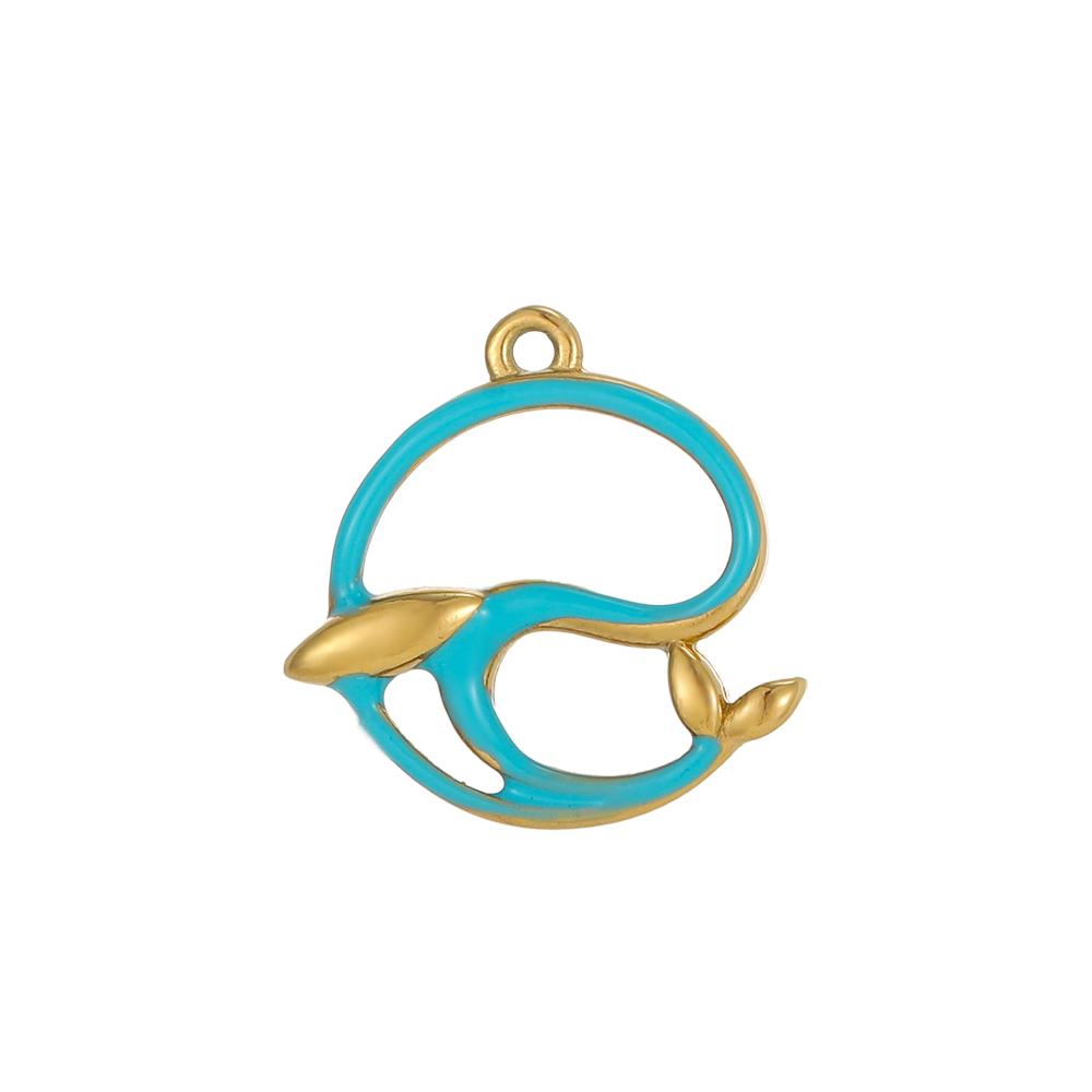 CARLIDANA New Design Non Tarnish Beach Charm Stainless Steel Dolphin Gold Color Starfish Fish Oil Drop Charms for Jewelry Making