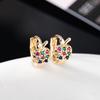 Cute Female Rainbow Apple Zircon Stone Hoop Earrings Dainty Gold Color Summer Jewelry For Women