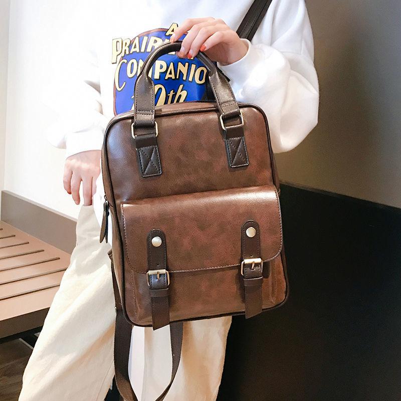 

Новий модний незмивний рюкзак жіночий універсальний ретро британський шкільний портфель великої місткості дорожня сумка вибух темно-коричневого кольору