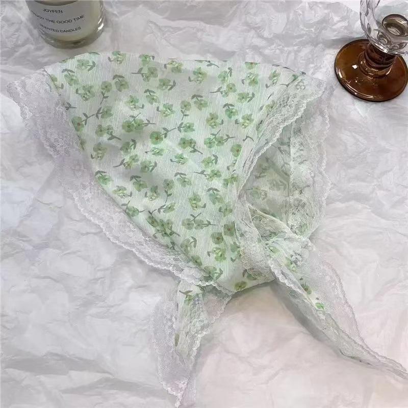 Pastoral French Lace Triangle Hair Scarf and Headband for Spring Outings