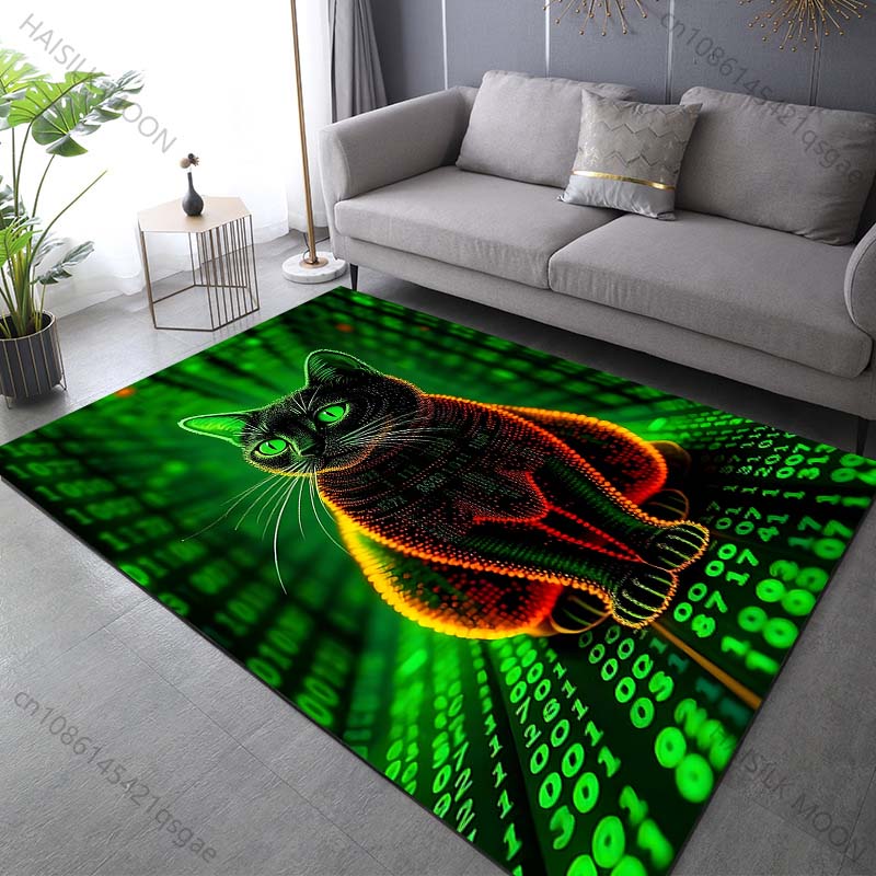 Funny Hacker Cat Carpet for Living Room Bedroom Bathroom Mat Creative Doormat Sofa Table Home Decor Area Rugged Luxury Gifts