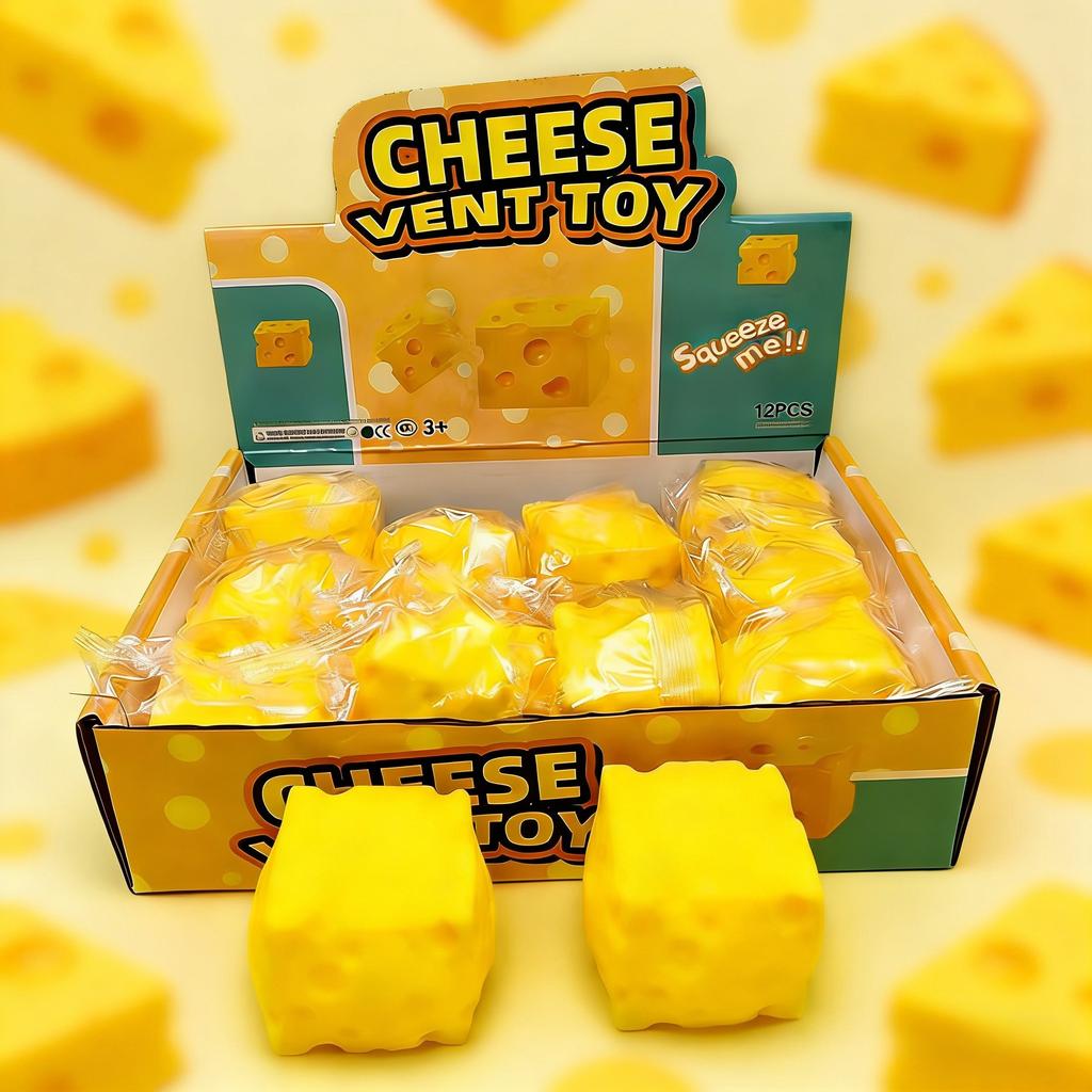 Square Cheese Shape Squeeze Stress Ball - Asmr Sensory Anti-Anxiety Fidget Toy Office Home Adhd  Decompression Toy Gift