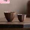2pc/set Handmade Old Rock Mud Teacup Retro Coarse Pottery Single Master Cup Petal Tea Bowl Chazhan Household Kung Fu Teaware
