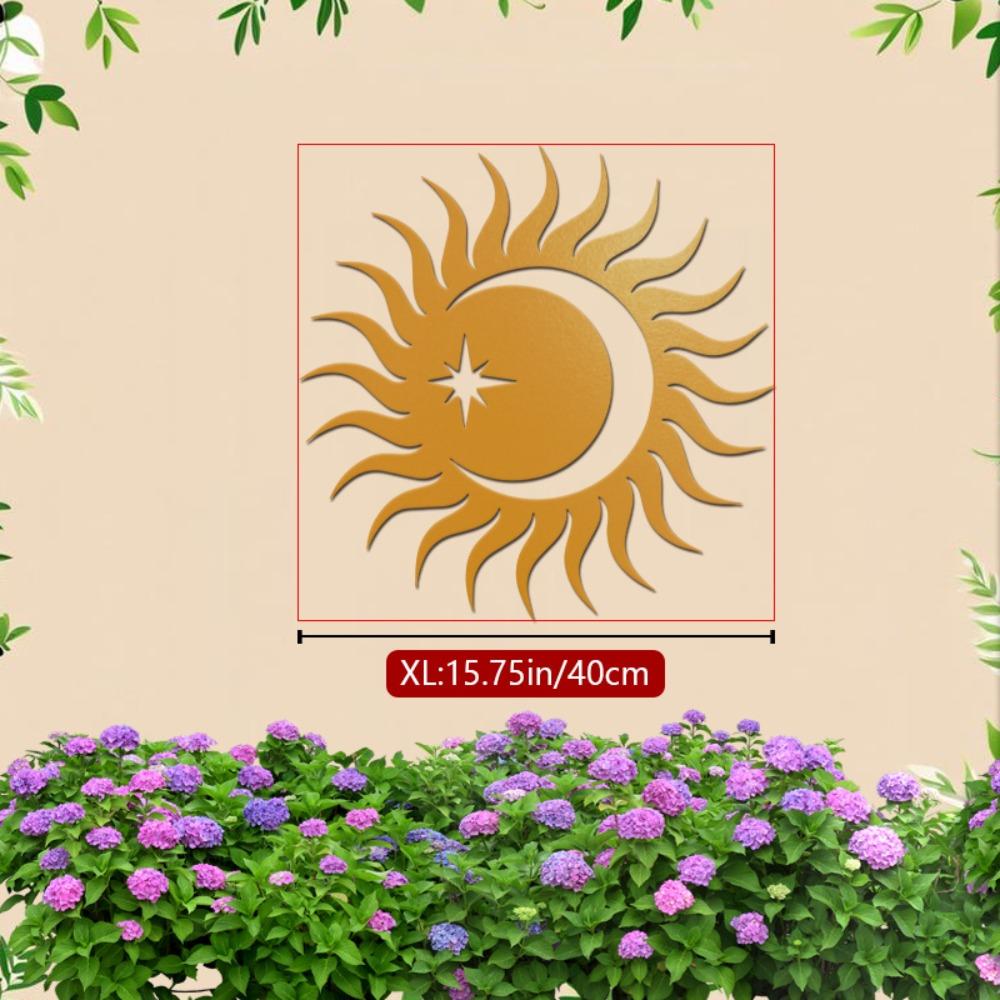 

1pc 2D Flat Sun Moon Metal Wall Art 15.75 inch Black Gold Indoor Outdoor Hanging for Living Room Bedroom Bathroom Kitchen Patio Balcony Unique Gift XL: 15.75in / 40cm золотистий