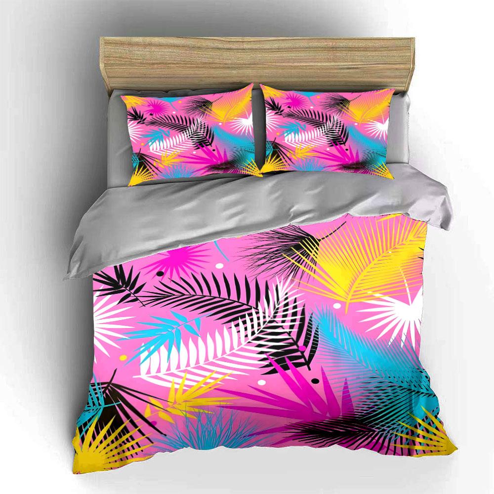 Tropical Pattern Three-Piece Set Exquisite Three-Piece Bedding Set Gift For Kids And Adults
