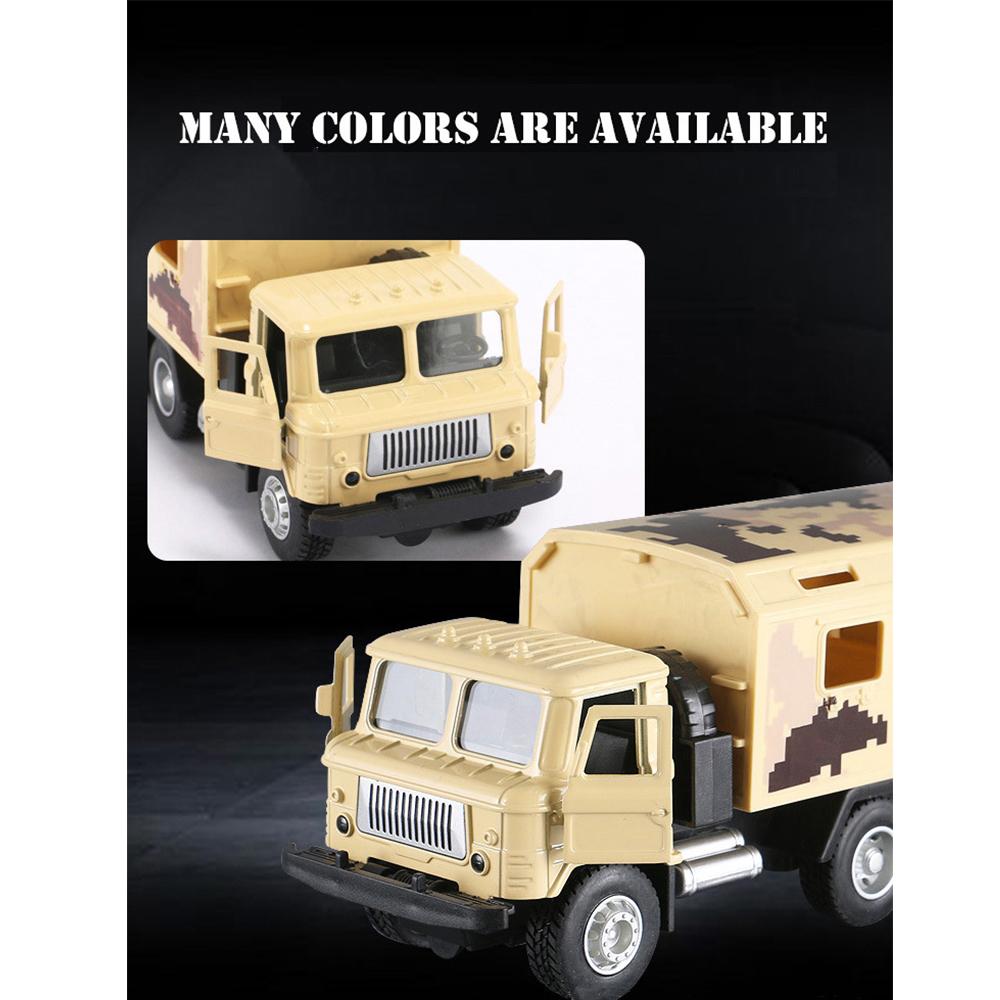 Model vojenského obrněného auta 1/43 vojenského nákladního automobilu, model vozidla se simulací kojenců pro dětskou zatahovací hračku se světelným zvukem (Starožitný lékařský vůz)