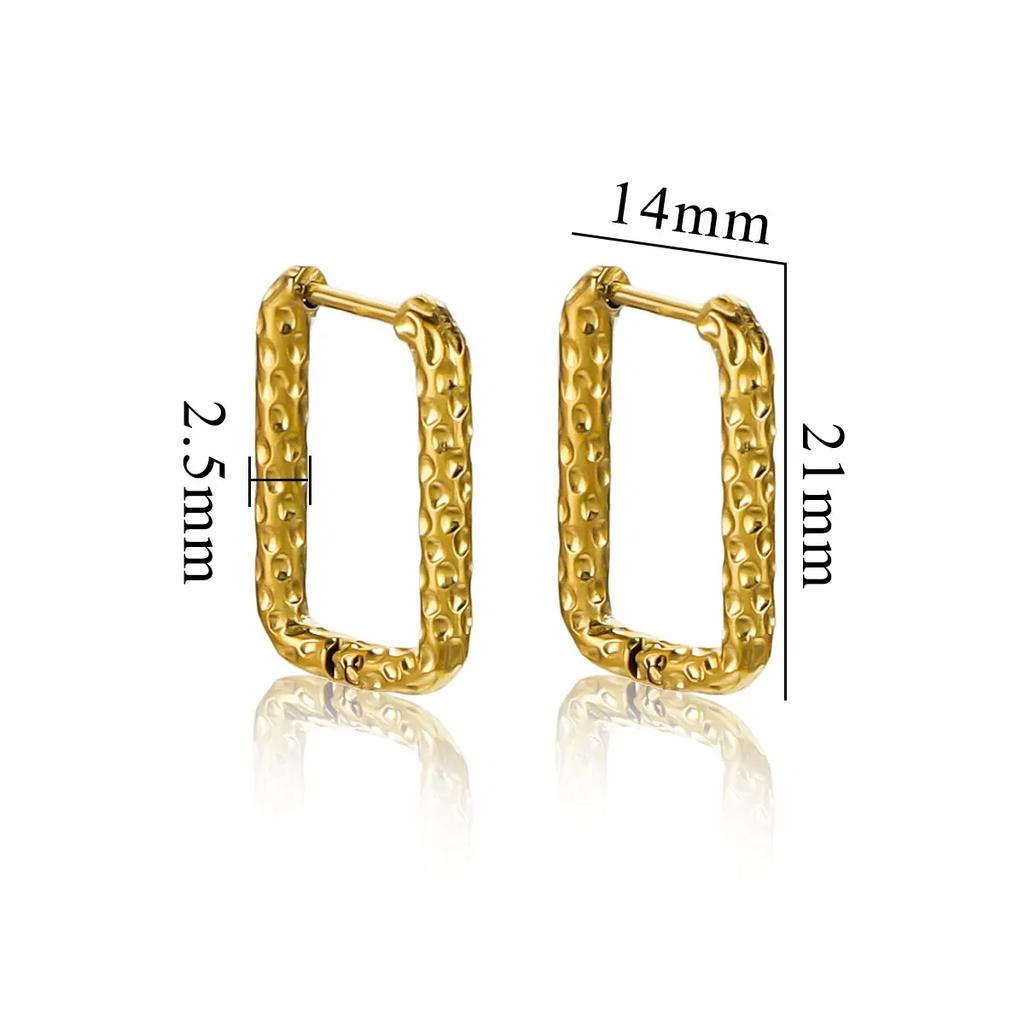 6pcs Stainless Steel Rectangular Textured Earrings Earring Hooks Fittings 18K PVD Gold Plated DIY Jewellery Parts Earrings