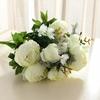 Vintage Artificial Peony Silk Flowers Bouquet for Home Wedding Decoration