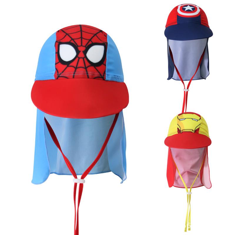 Kid Swimming Cap Cartoon UV Protection Neck Flap Fishing Sun Hat for 2-10 Years Boy Girl