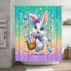 1pc Shower Curtain - Festive Easter Bunny with Colorful Eggs and Sparkles Waterproof
