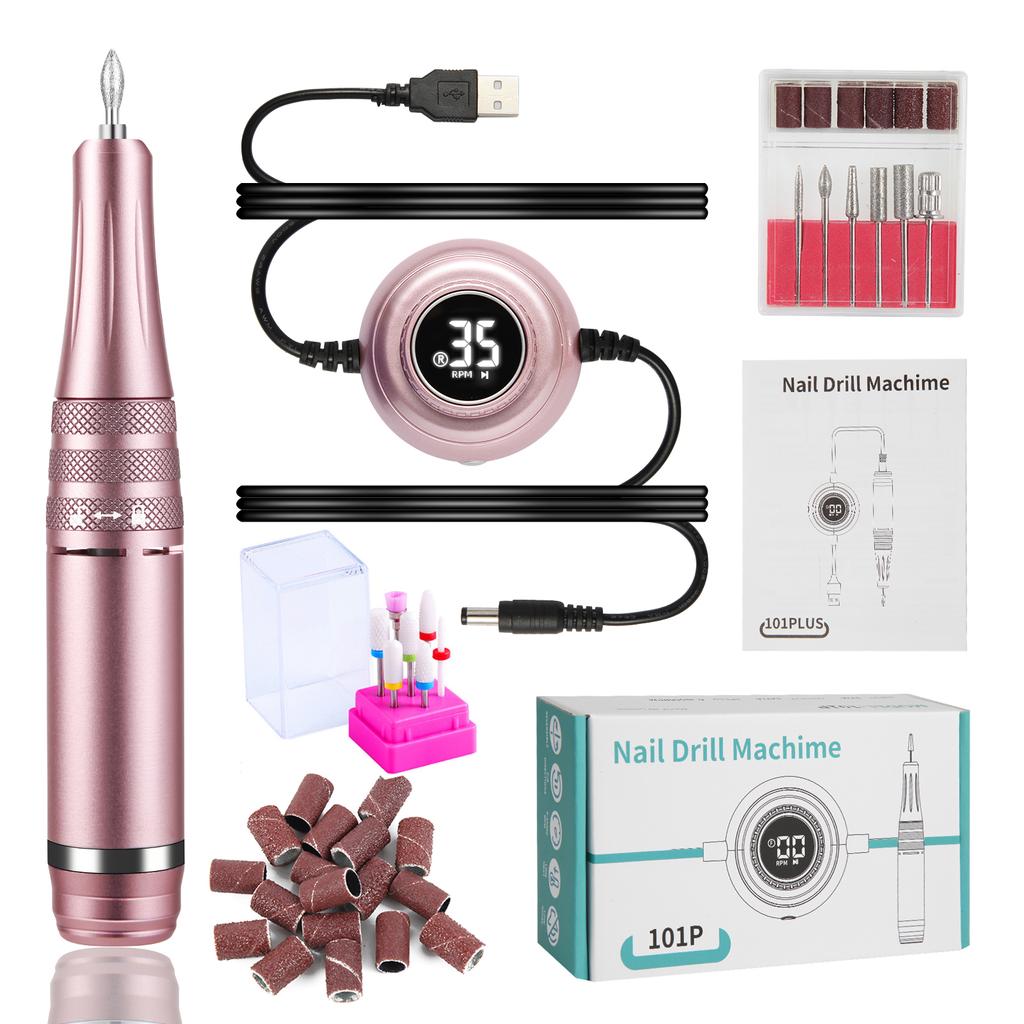 35000RPM Electric Nail Drill Machine Cordless Nail Sander for Nail Polish Rechargeable Portable Nail File for Acrylic Gel