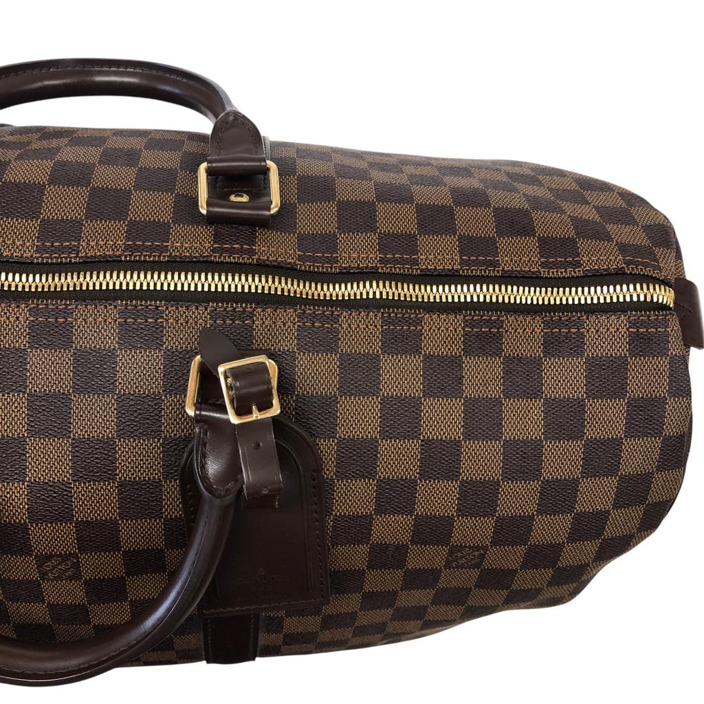 Used Louis Vuitton Damier Keepall 50 N41427 Boston Bag Canvas Brown Authentic 13296