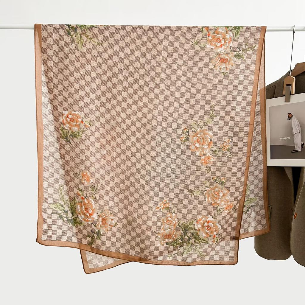 Korean Version Spring and Summer New Cotton and Linen Yarn Thin Silky Shawl Travel Sun Protection Beach Towel Women's Scarf Silk Scarf