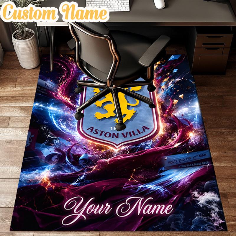 Custom Name Aston Villa Pride Rug Office Rug Chair Mat Non Slip Carpet Rugs for Bedrooms Dining Room Living Room Home Decor Gifts