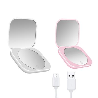 Tragbarer LED Schminkspiegel Kosmetikspiegel mit Lichtern Faltbar Touch-Steuerung Doppelseitiger Beleuchteter Spiegel für Frauen Geschenk