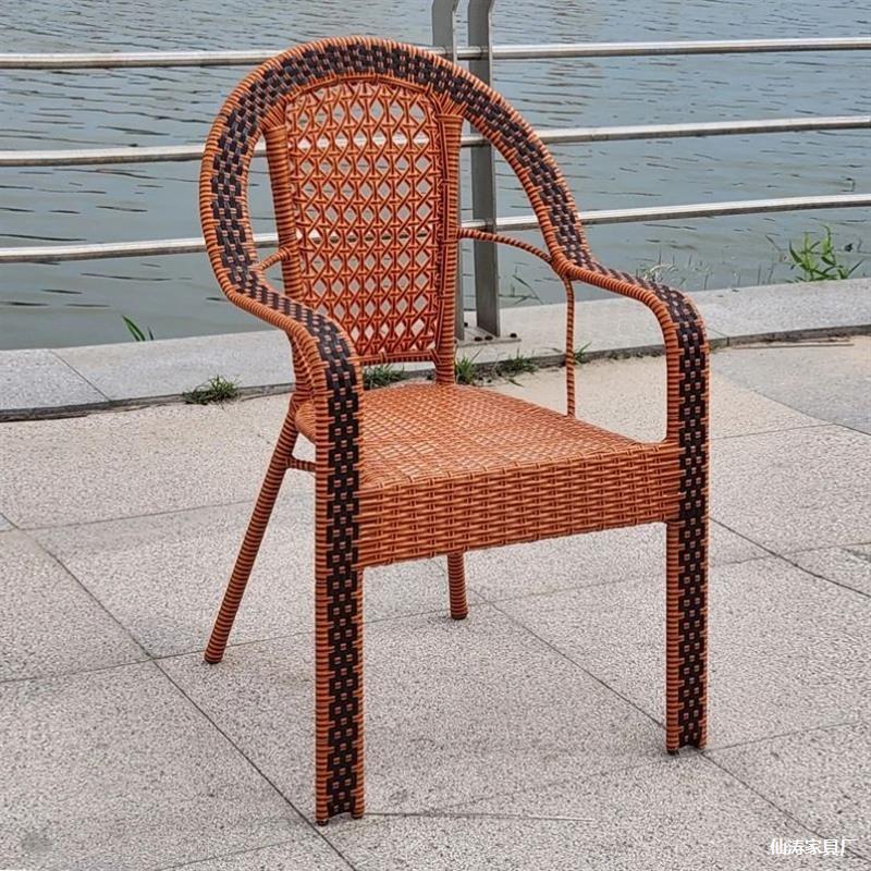 Comfortable and Sturdy Rattan Balcony Chair for Elderly - Woven Backrest for Long Sitting