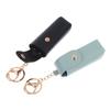 Solid Color Pu Leather Portable Mini Lipstick Pouch Keychain Mirror Pendant Keyring Fashion Storage Bag Women Makeup Accessories