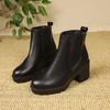 New Autumn and Winter Style Large Size Thick Heel and Thick Sole Mid-tube Chimney Short Boots Genuine Soft Leather High Heel Chelsea Martin Boots