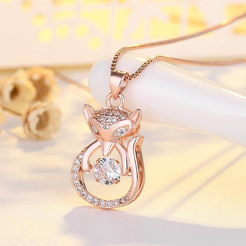 Sterling Silver Smart Fox Necklace - Korean Style Clavicle Design, Perfect Valentine's Day Gift for Women