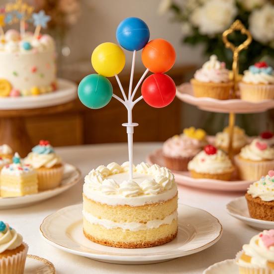 Bunte Mini-Ballon-Kuchenaufsätze Kunststoff-Ballon-Spieße 5 Ballons Dessert-Cupcake-Dekoration für Geburtstagsfeier Hochzeitsfeier