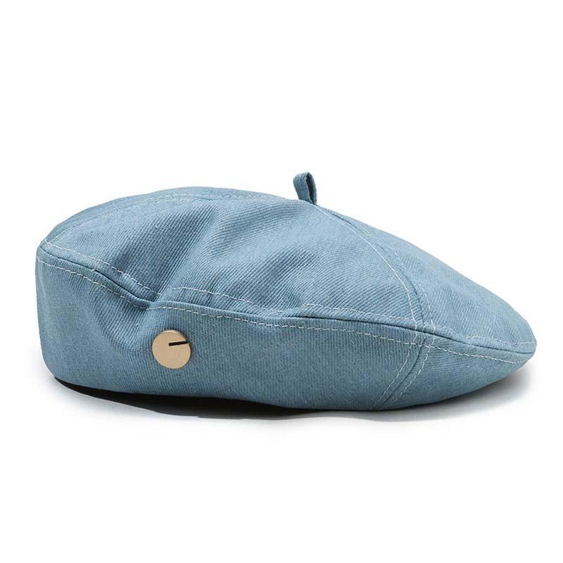 Autumn and winter hats women's big head circumference shows the face small painter hat sweet versatile beret washed cowboy hat