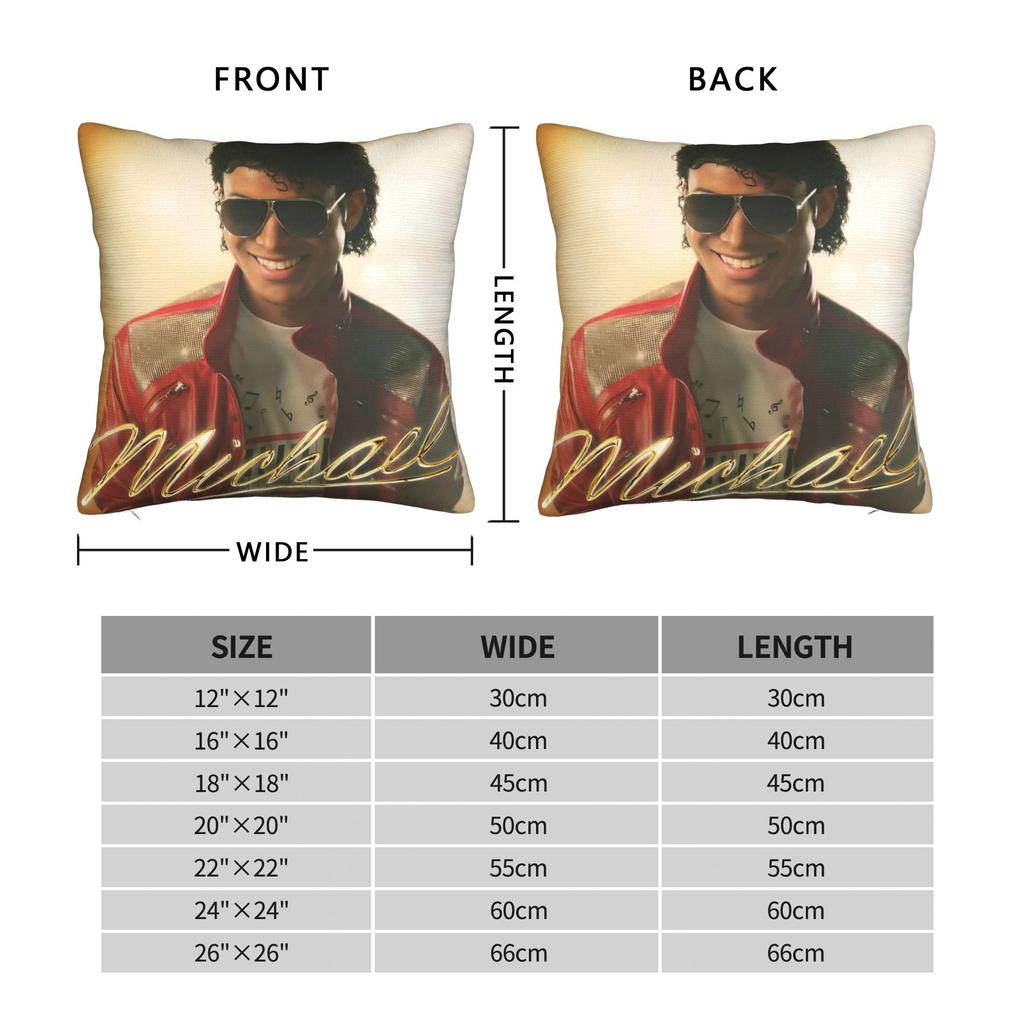 Mj Michael Jackson Pillowcase Printing Polyester Cushion Cover Decorations Pillow Case Cover Chair Square 18''