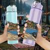 1PC Old Bridge River City Scene Print 750ml Color Plastic Sports Water Bottle Leakproof Flip Straw Lid Suitable for Sports Office Home Use