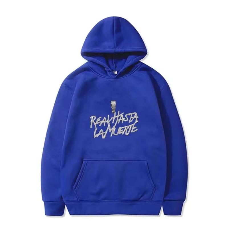 2025 New Diamond Chain Anuel AA Real Until Death Printed Fashion Hooded Sweatshirt Autumn/Winter Men's and Women's Warm Top