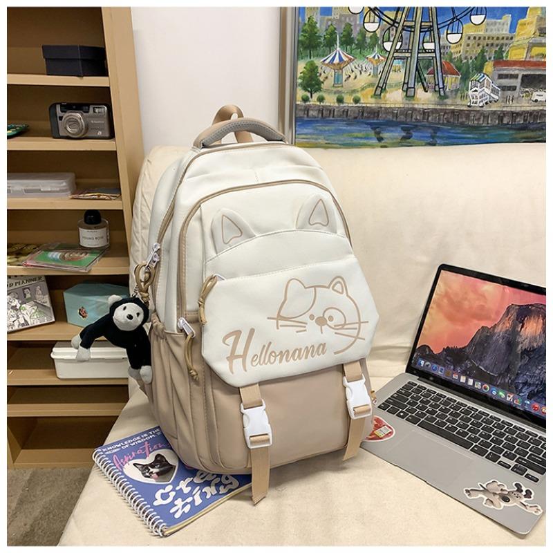 New Student Schoolbag Female Junior High School Students' Large-capacity Leisure Simple Kitten Printed Backpack Backpack