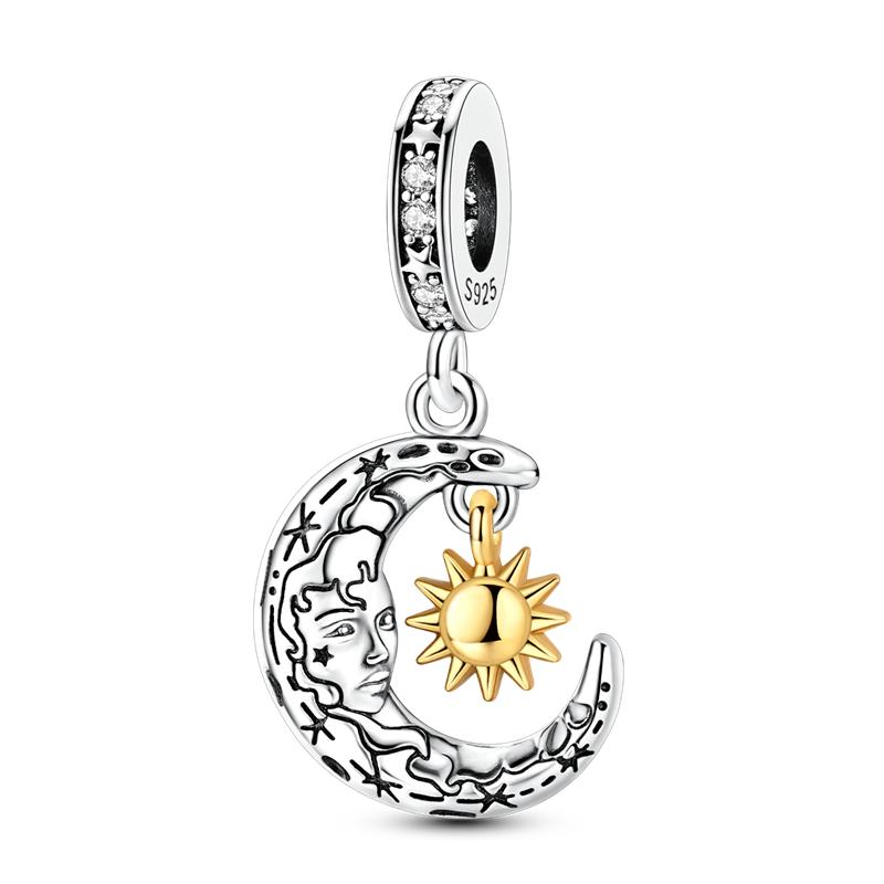 925 Silver Golden Clover Charms Bead CZ Zircon Glowing Firefly Pet Cat Puppy Pendant Fit Original Bracelet DIY Jewelry