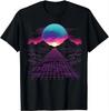 Futuristic Landscape Tee  Cosmic Grid Pattern T Shirt Unisexs Clothes Tops Graphic T Shirts Camisas Streetwear Y2k Clothing