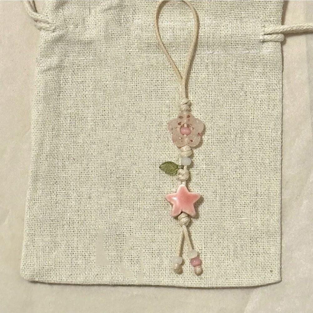Ceramic Beaded Star Flower Phone Charm Bag Decoration Phone Lanyard Mobile Phone Strap  Women Girls Style 2