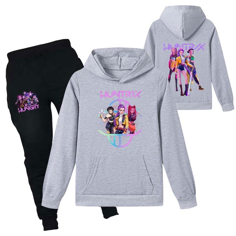 Zimná ležérna skupina lovcov čarodejníc Vzory potlačené vpredu a vzadu Detská súprava Pohodlná súprava mikiny s kapucňou