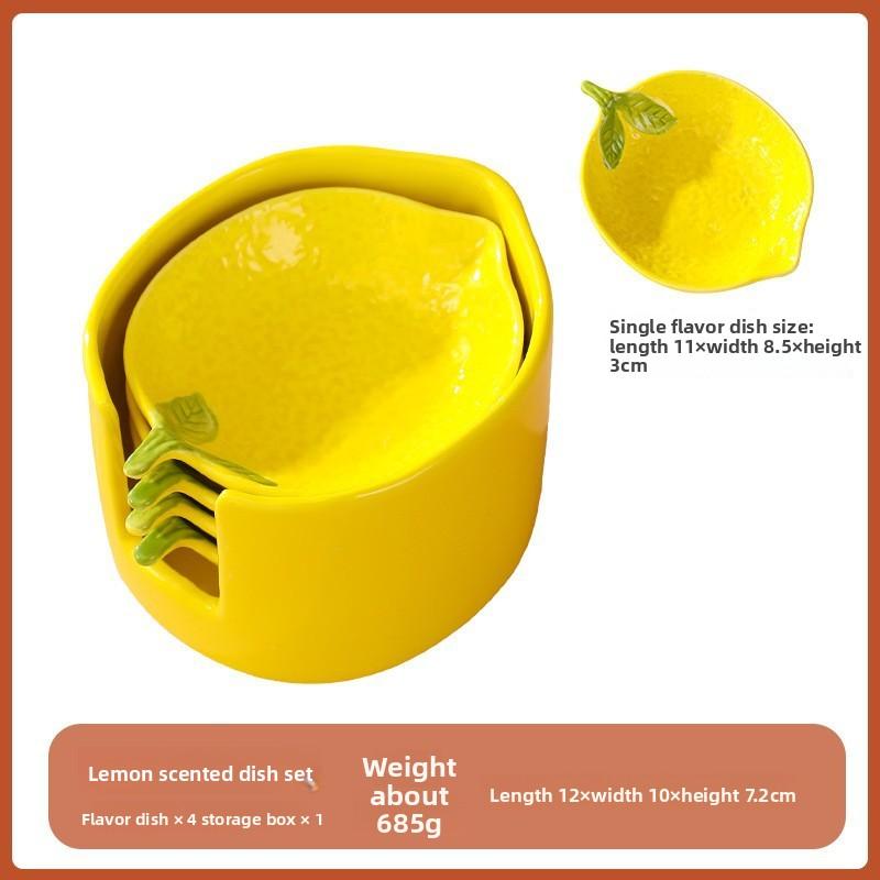 Creative Cartoon Lemon Shaped Ceramic Salad Bowl Soup Bowl Family Fruit Snack Plate Kitchen Utensils Accessories