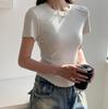 Petite Women's Cropped Pure Cotton Round Neck T-Shirt – Spring/Summer Stylish Drop Shoulder Short Sleeve Layering Top