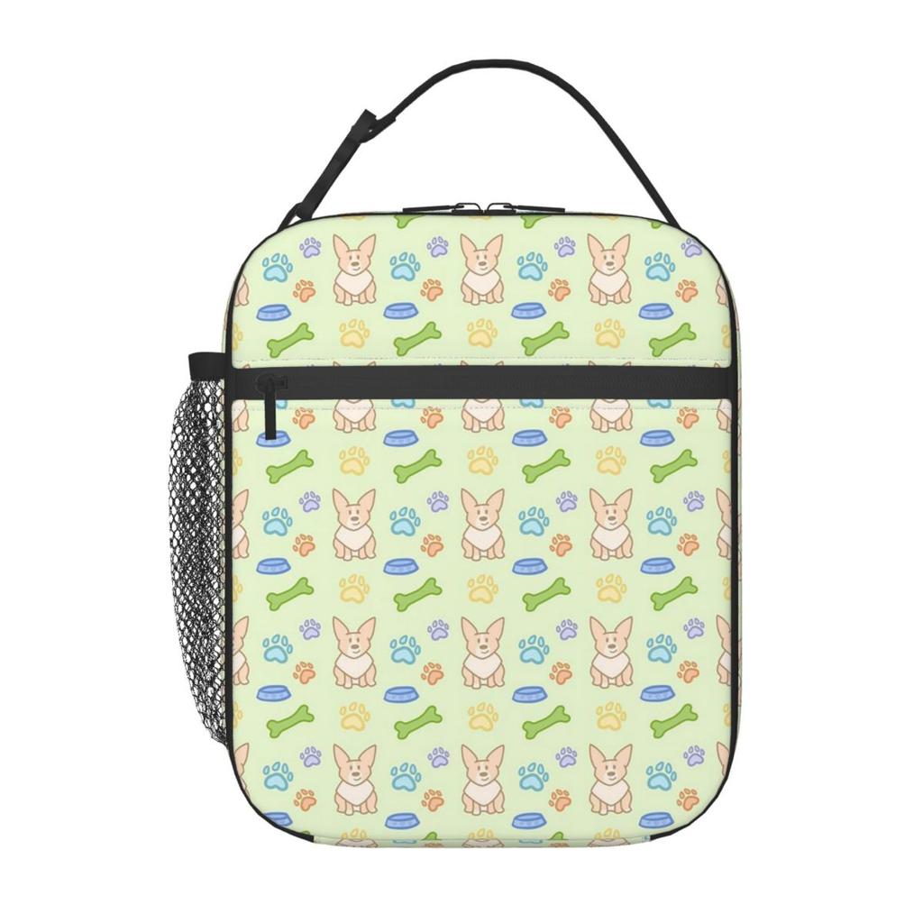 Cute Corgis And Footprint Pattern Insulated Lunch Bag for Women Children Leakproof Food Boxes Thermal Lunch Box Tote