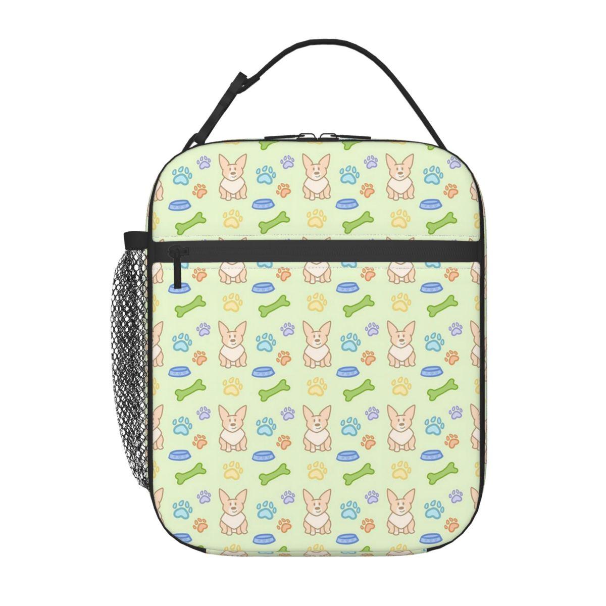 

Cute Corgis And Footprint Pattern Insulated Lunch Bag for Women Children Leakproof Food Boxes Thermal Lunch Box Tote One Size