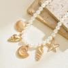 Oceanic Shell Starfish Pendant Necklace With Pearl Accents For Women