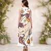Women s Plus Size Sleeveless Keyhole Neck Halloween Ghost Pumpkin Printed White Long Dress